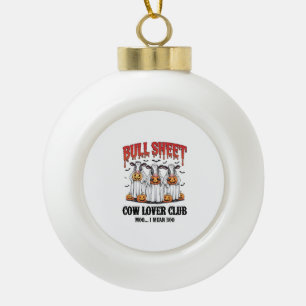 Vintage Halloween Bull Sheet Ceramic Ball Christmas Ornament