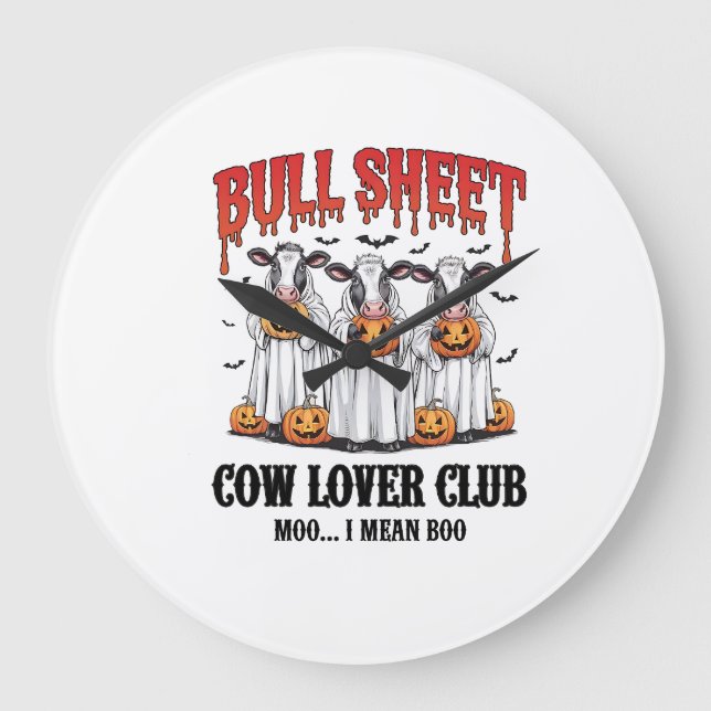 Vintage Halloween Bull Sheet Large Clock (Front)