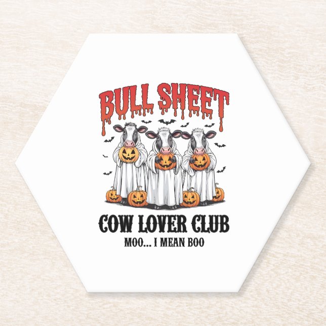 Vintage Halloween Bull Sheet Paper Coaster (Front)