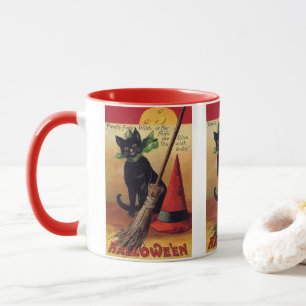 Vintage Halloween by Ellen Clapsaddle, Black Cat Mug