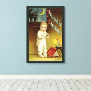 Vintage Halloween by Ellen Clapsaddle, Ghost Story Canvas Print