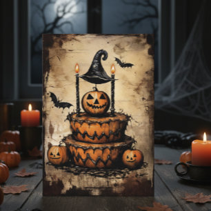 Vintage Halloween Cake Birthday  Card
