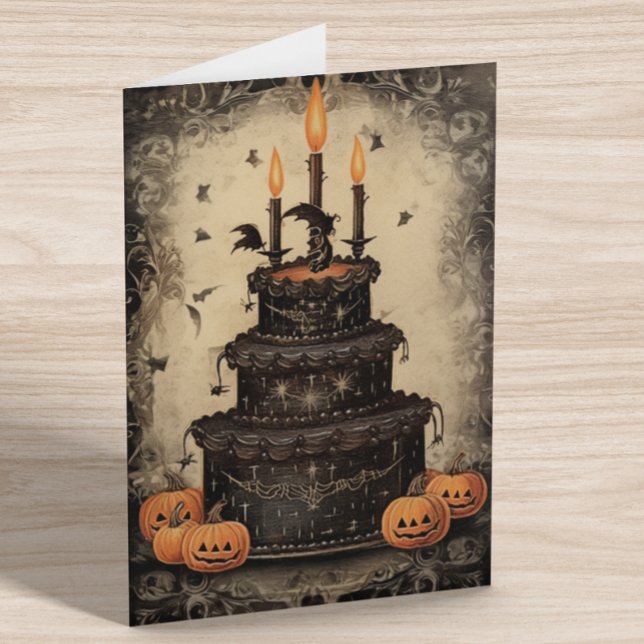 Vintage Halloween Cake Birthday  Card (Creator Uploaded)