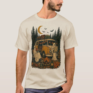 Vintage Halloween Camping Ghosts Graphic T-Shirt