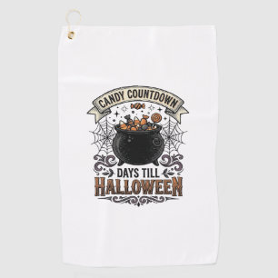 Vintage Halloween Candy Countdown Shirt Design_1 Golf Towel