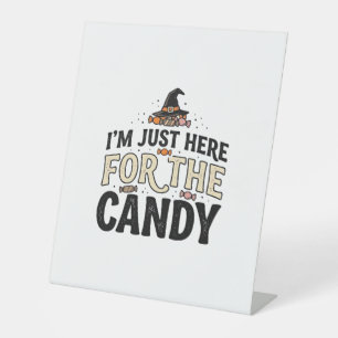Vintage Halloween Candy Witch Hat Shirt Design_1 Pedestal Sign