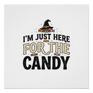 Vintage Halloween Candy Witch Hat Shirt Design_1 Poster