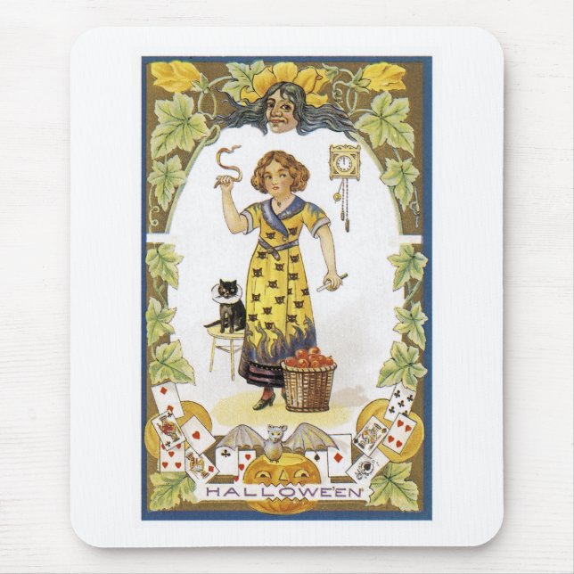 Vintage Halloween Card Mouse Mat (Front)