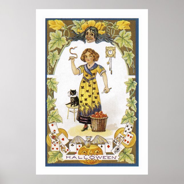 Vintage Halloween Card Poster (Front)