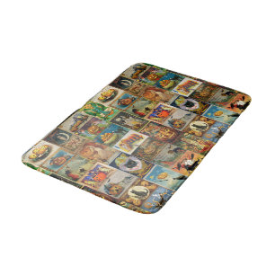 Vintage Halloween Cards Collage Bath Mat