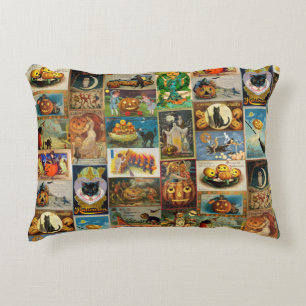 Vintage Halloween Cards Collage Decorative Cushion
