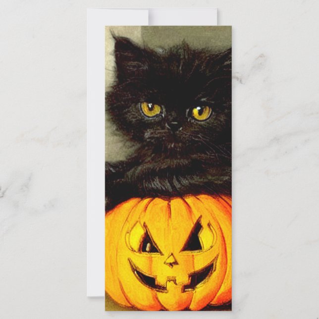 Vintage Halloween Cat and Jack-o’-lantern Card (Front)