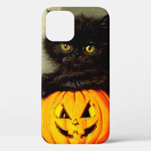 Vintage Halloween Cat and Jack-o’-lantern iPhone 12 Case