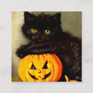 Vintage Halloween Cat and Jack-o’-lantern Enclosure Card