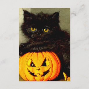 Vintage Halloween Cat and Jack-o’-lantern Enclosure Card