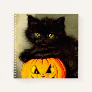 Vintage Halloween Cat and Jack-o’-lantern Notebook