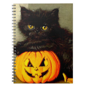 Vintage Halloween Cat and Jack-o’-lantern Notebook
