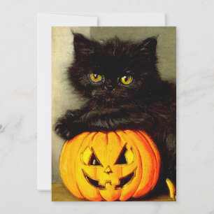 Vintage Halloween Cat and Jack-o’-lantern Save The Date