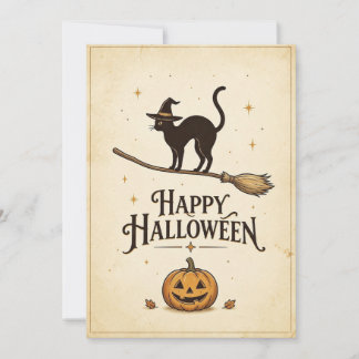 Vintage Halloween Cat Card