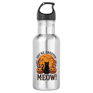 Vintage Halloween Cat Creepin Meow Engraving_1 532 Ml Water Bottle