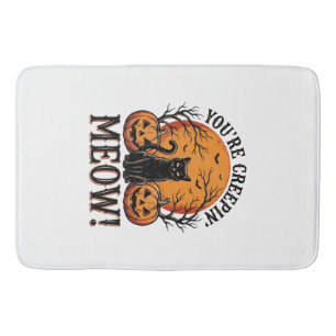 Vintage Halloween Cat Creepin Meow Engraving_1 Bath Mat