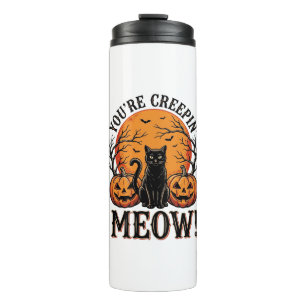 Vintage Halloween Cat Creepin Meow Engraving_1 Thermal Tumbler