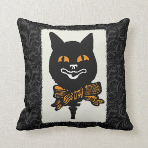 Vintage Halloween Cat Decoration Cushion