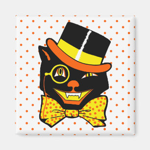 Vintage Halloween Cat in Top Hat Magnet