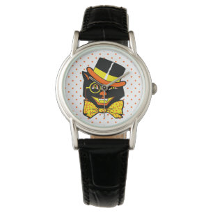 Vintage Halloween Cat in Top Hat  Watch
