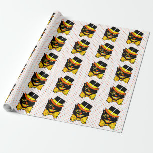 Vintage Halloween Cat in Top Hat  Wrapping Paper