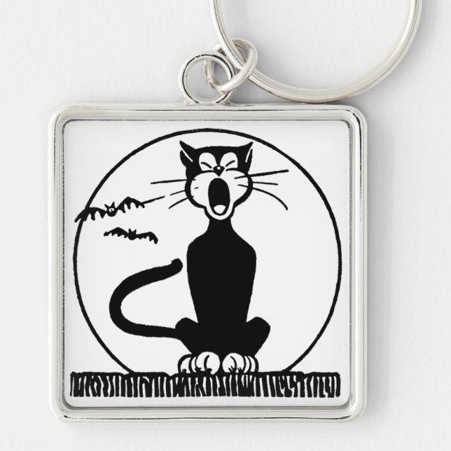 Vintage Halloween Cat Key Ring (Front)