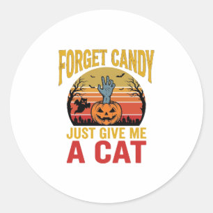 Vintage Halloween Cat Lover Funny Candy Shirt Desi Classic Round Sticker