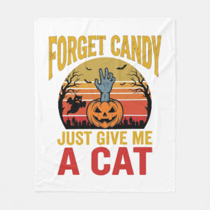 Vintage Halloween Cat Lover Funny Candy Shirt Desi Fleece Blanket