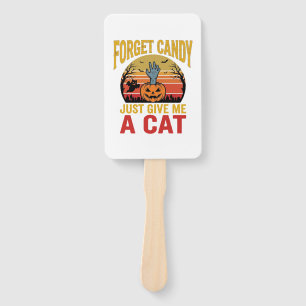 Vintage Halloween Cat Lover Funny Candy Shirt Desi Hand Fan