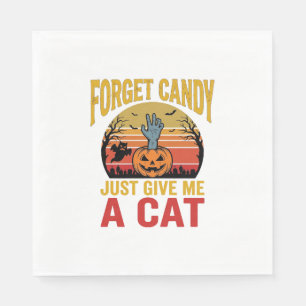 Vintage Halloween Cat Lover Funny Candy Shirt Desi Napkin