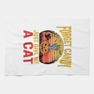 Vintage Halloween Cat Lover Funny Candy Shirt Desi Tea Towel