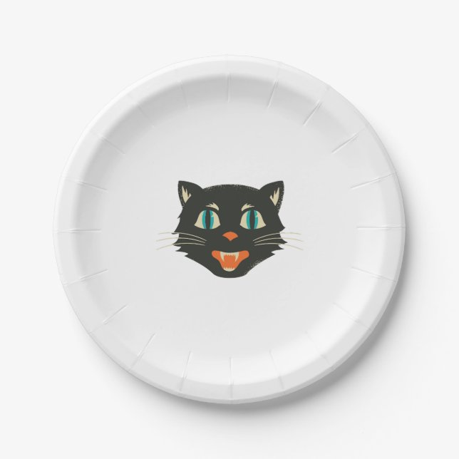 Vintage Halloween Cat Paper Plate (Front)