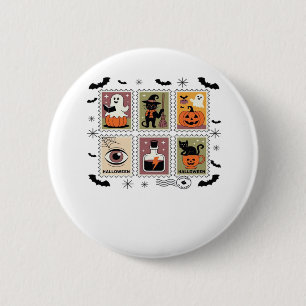 Vintage Halloween Cat Postage Stamp Collection T-s 6 Cm Round Badge