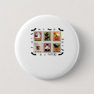 Vintage Halloween Cat Postage Stamp Collection T-s 6 Cm Round Badge