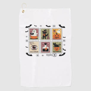 Vintage Halloween Cat Postage Stamp Collection T-s Golf Towel