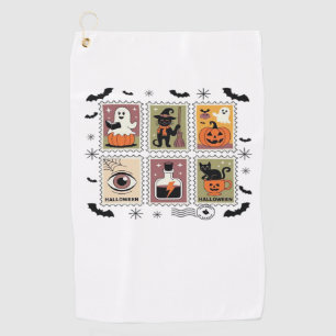 Vintage Halloween Cat Postage Stamp Collection T-s Golf Towel