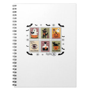 Vintage Halloween Cat Postage Stamp Collection T-s Notebook