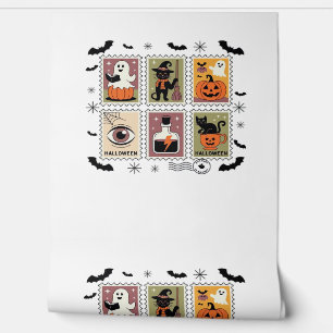 Vintage Halloween Cat Postage Stamp Collection T-s Wallpaper
