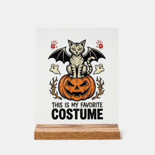 Vintage Halloween Cat Pumpkin Costume Shirt Design Acrylic Sign
