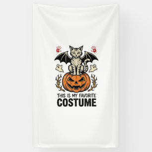 Vintage Halloween Cat Pumpkin Costume Shirt Design Banner