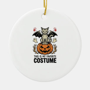 Vintage Halloween Cat Pumpkin Costume Shirt Design Ceramic Tree Decoration