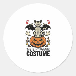 Vintage Halloween Cat Pumpkin Costume Shirt Design Classic Round Sticker