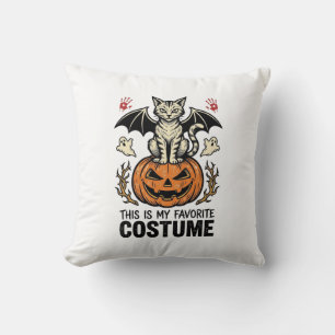 Vintage Halloween Cat Pumpkin Costume Shirt Design Cushion