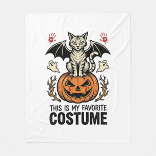 Vintage Halloween Cat Pumpkin Costume Shirt Design Fleece Blanket