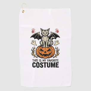 Vintage Halloween Cat Pumpkin Costume Shirt Design Golf Towel